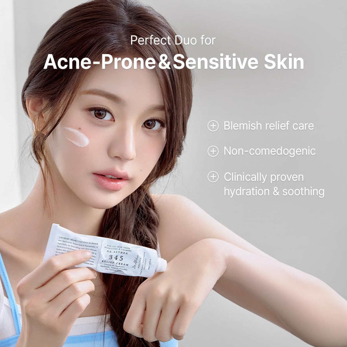 Dr.Althea 345 Relief Cream and Mist Duo, Korean skincare set with soothing cream and refreshing mist for healthy skin.