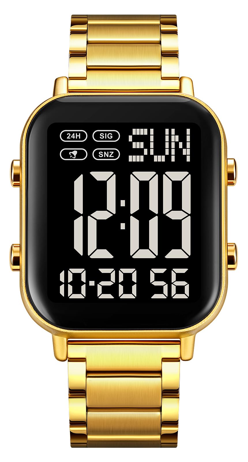 FANMIS Men's Digital Watch Stainless Steel Big Numbers Square - Product Imagery