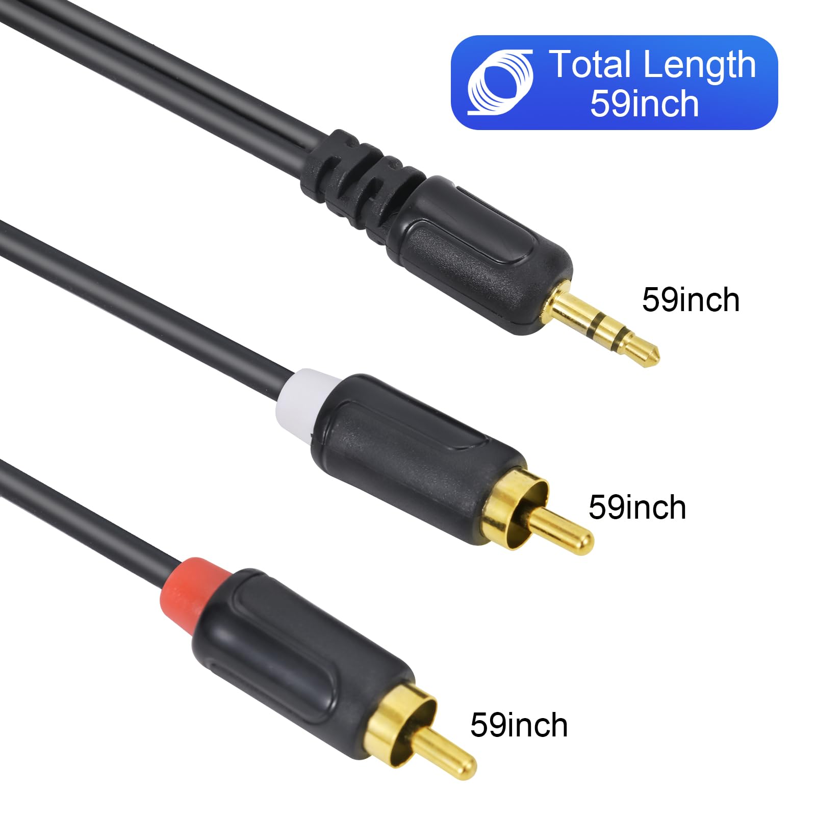 Zhaumim RCA Cables - 59IN/5FT Stereo Jack to 2RCA Plugs for Smart by Zhaumim - Angle View 3