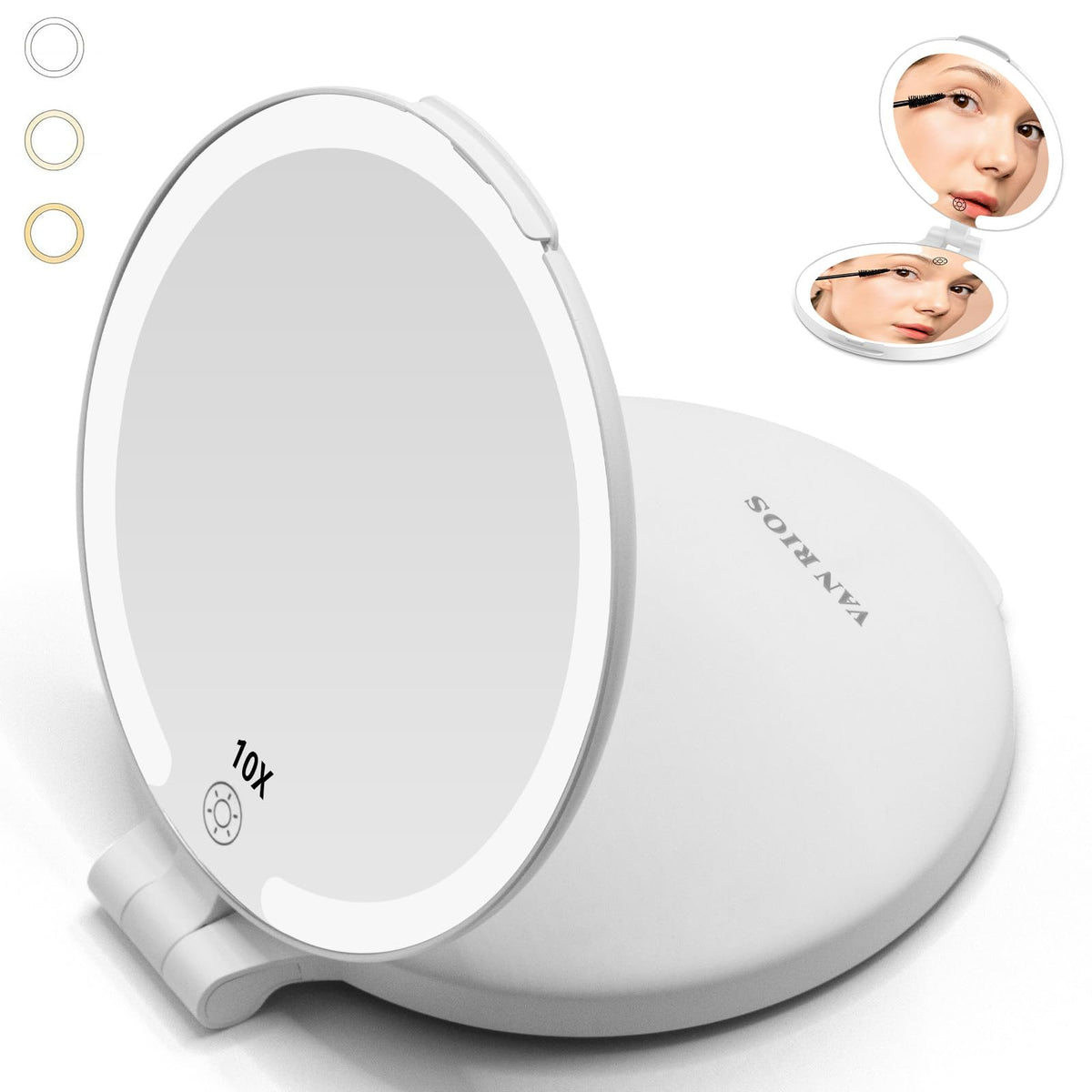 96 LEDs Folding Rechargeable and 10x Magnification Makeup - VANRIOS Official Imagery - 2
