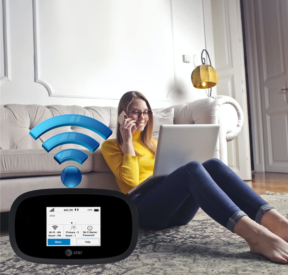 EVDO-LINK AT&T Wireless Hotspot Pocket WiFi 4G LTE MiFi 8000 with portable design, screen, and multiple device connectivity.