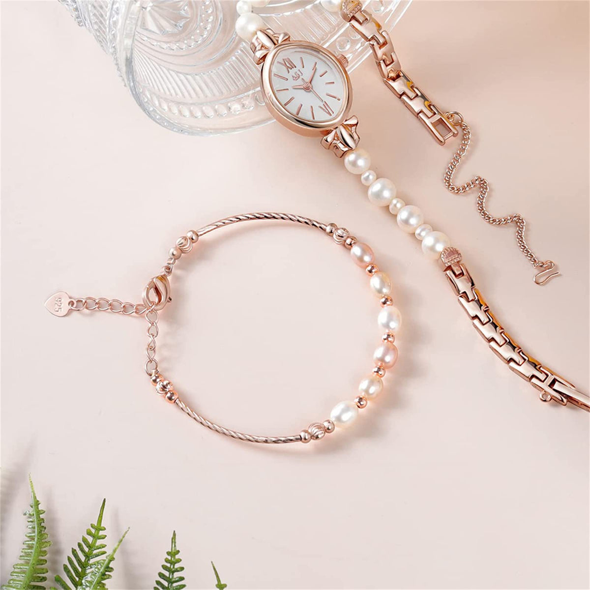 Avaner Women s Bracelet and Watch Set 2 Pcs Pearls Watch and - Avaner Official Imagery - 3