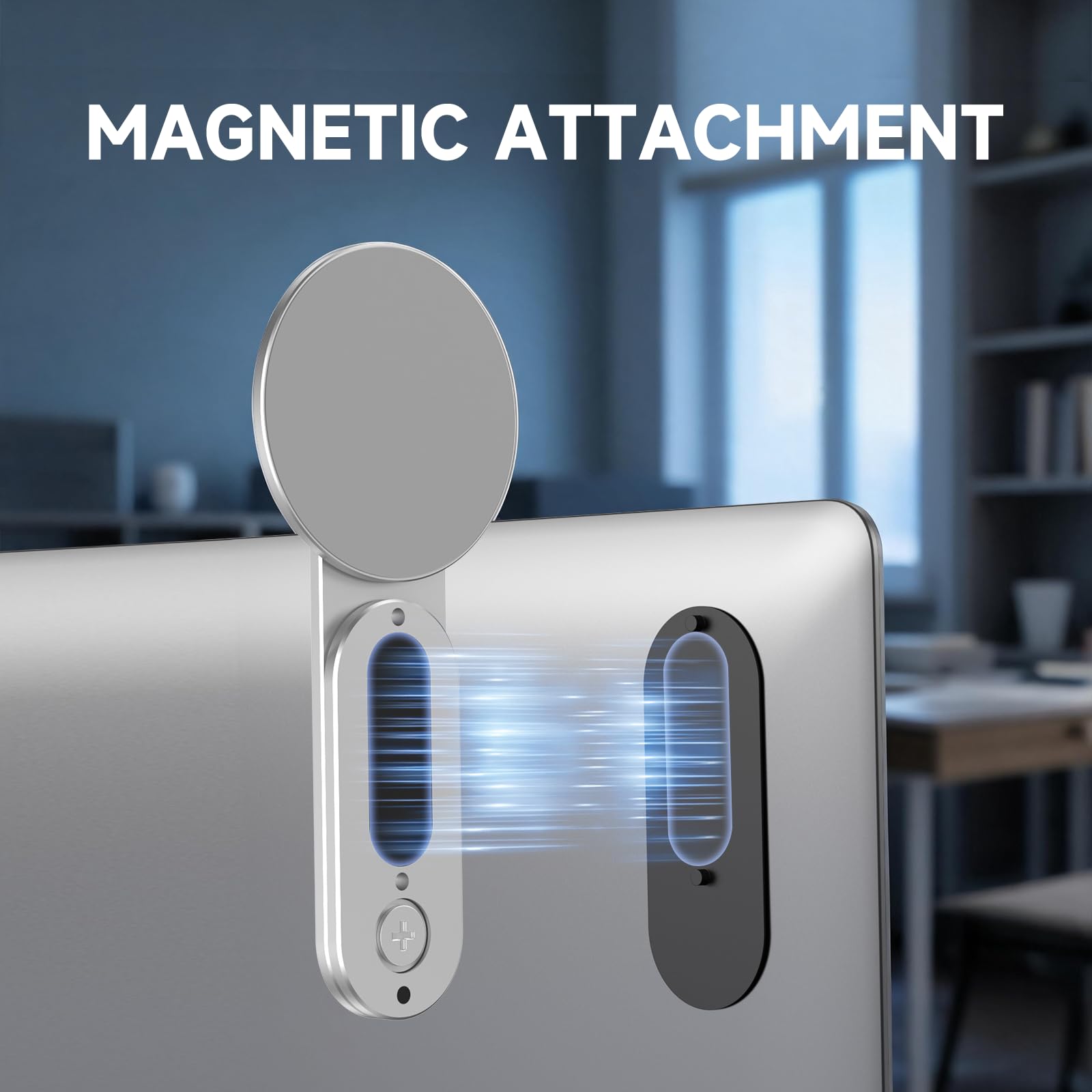 Tongyu portable laptop phone holder with rotating mount for MacBook, iPhone, Samsung, and Android devices on a laptop monitor.