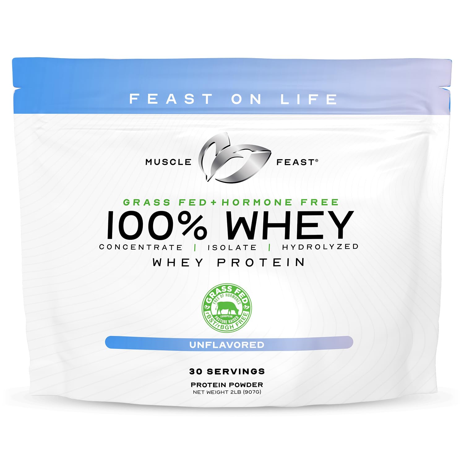 Muscle Feast 100% Grass Fed Whey Protein Powder Blend, Unflavored - Muscle Feast Official Product View 1