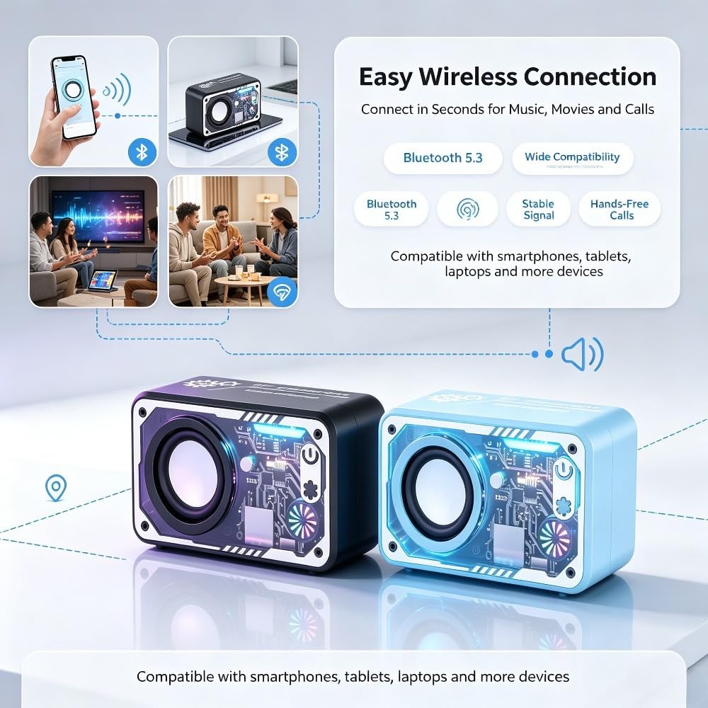 2pcs Portable Wireless Speaker with Glitter LED Light Type C - Premium Selection Official Imagery - 6