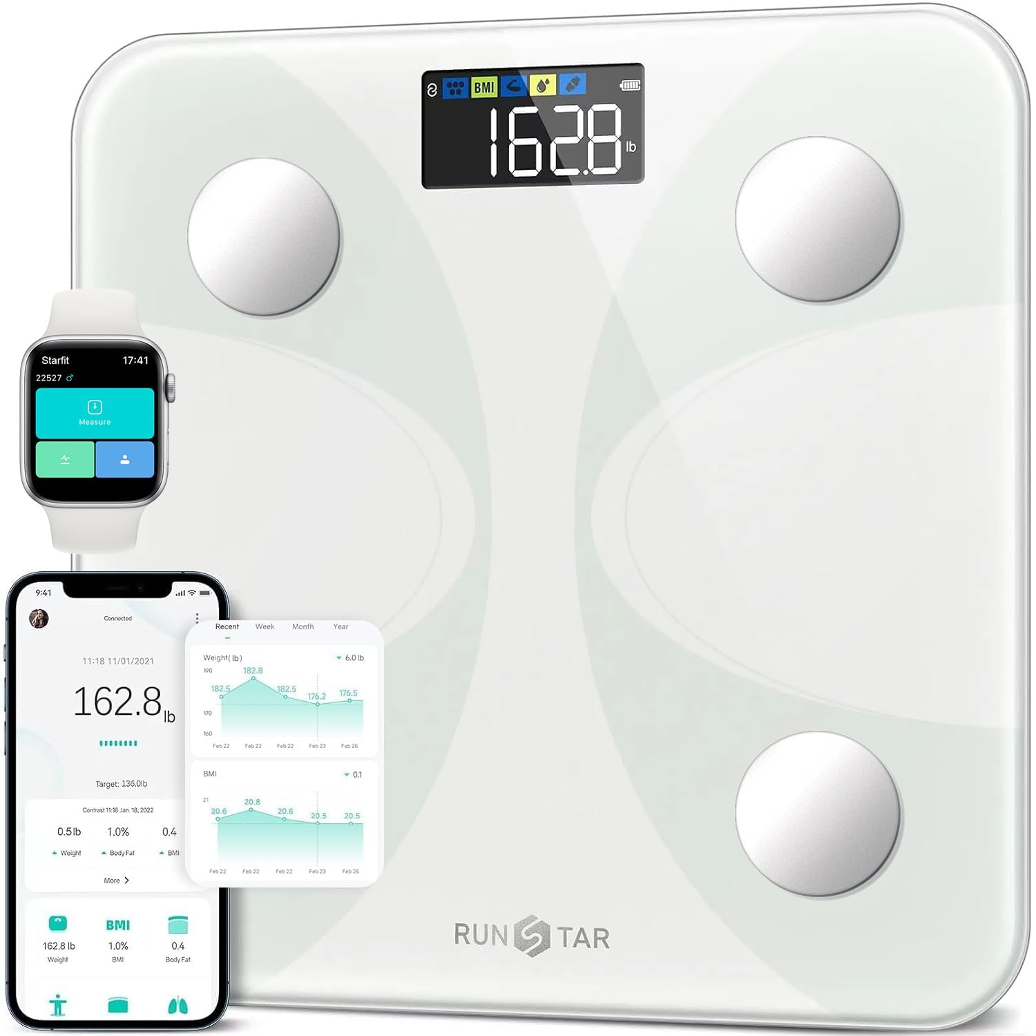 Scale for Body Weight and Fat Percentage, RunSTAR Digital Accurate Bathroom Smar - runstar Official Product View 9