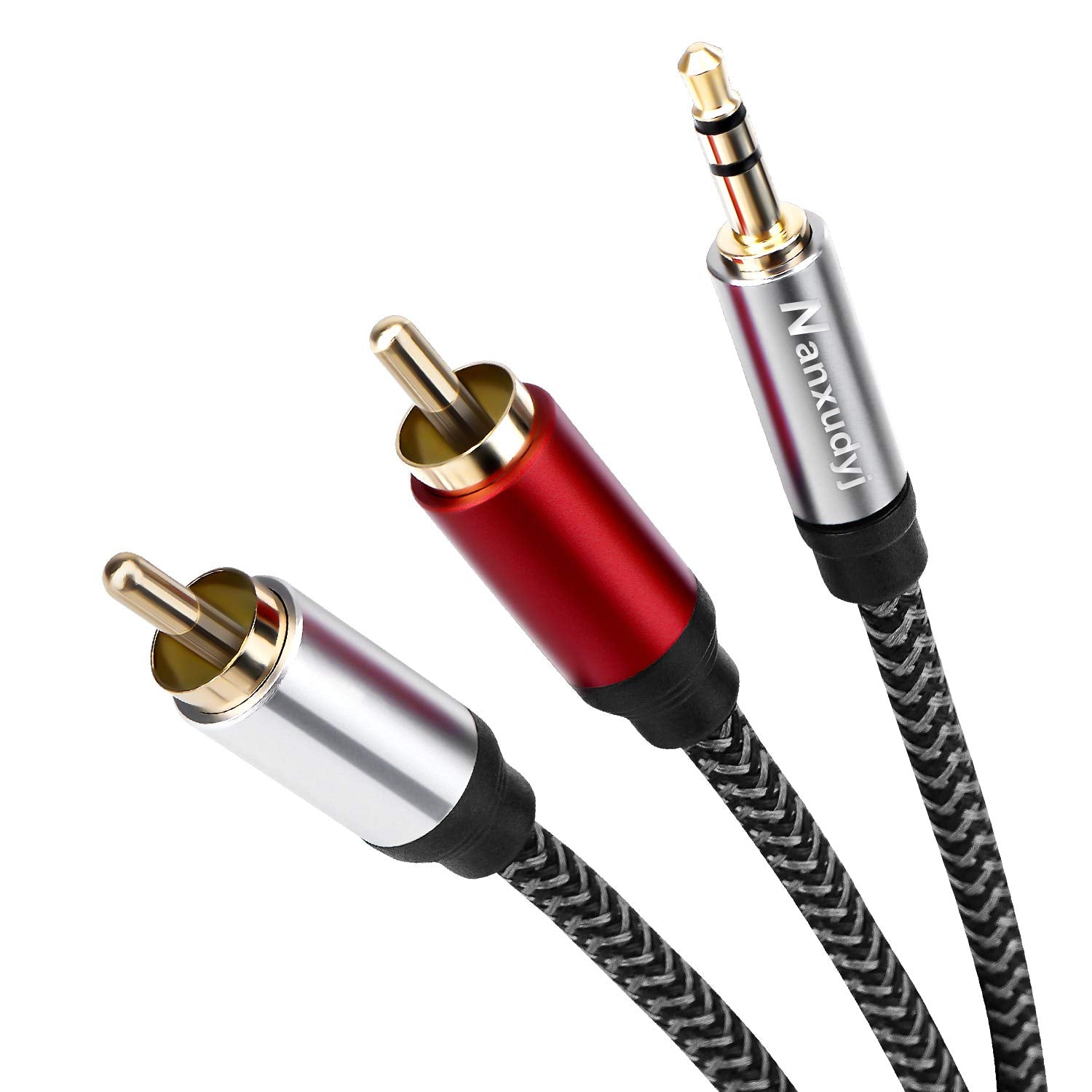 Nanxudyj 3.5mm to 2RCA Audio Cable 1ft,3.5mm AUX to 2RCA Audio Ca by Nanxudyj - Angle View 1