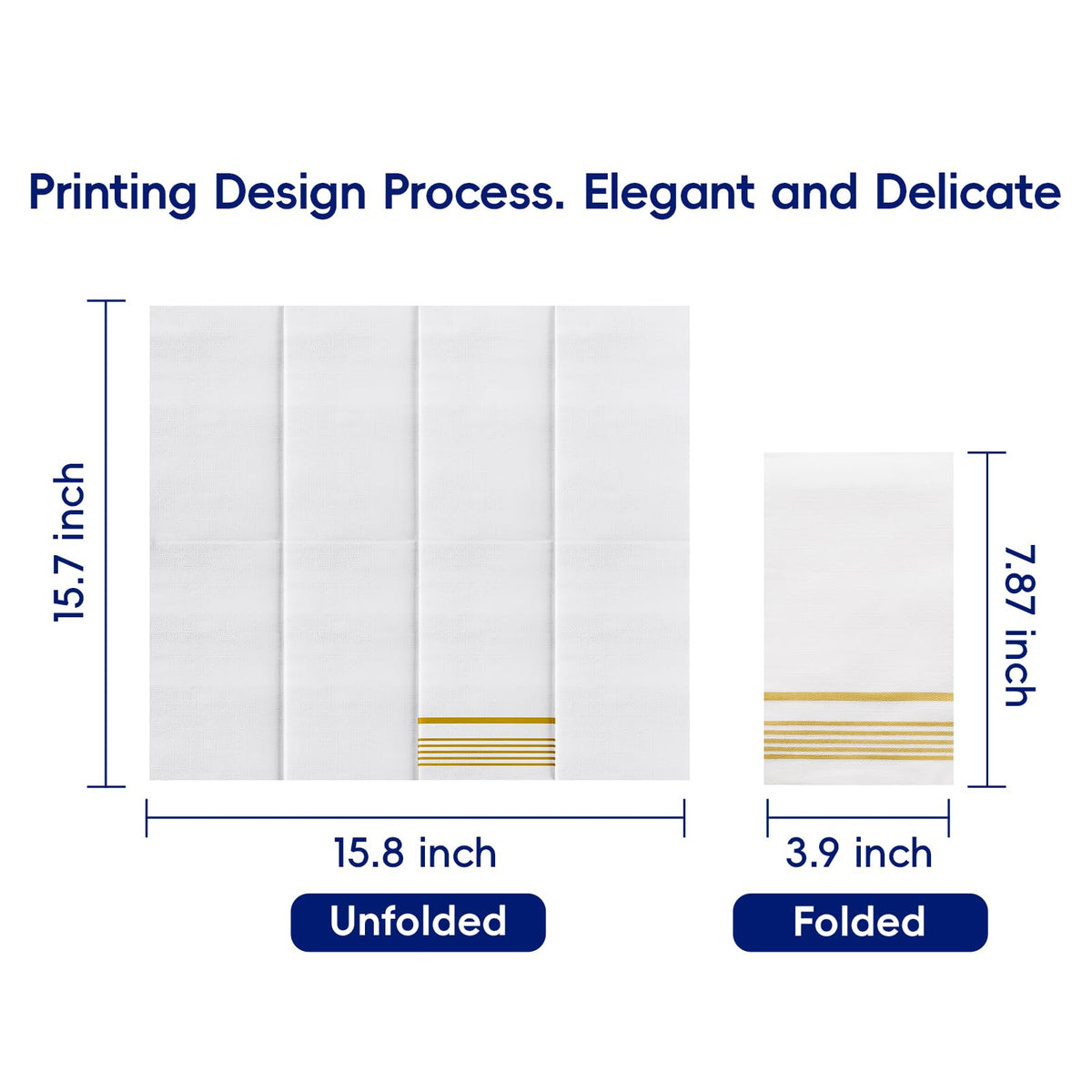 400 Paper Dinner Napkins 2 Ply Gold and White Guest Hand - JOLLY CHEF Official Imagery - 4