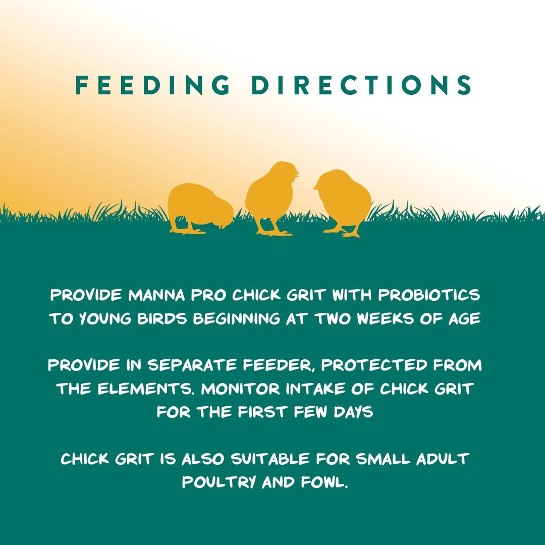 Manna Pro Chick Grit Digestive Supplement for young poultry and bantams, 5 lbs bag, showing small poultry feed grit pellets