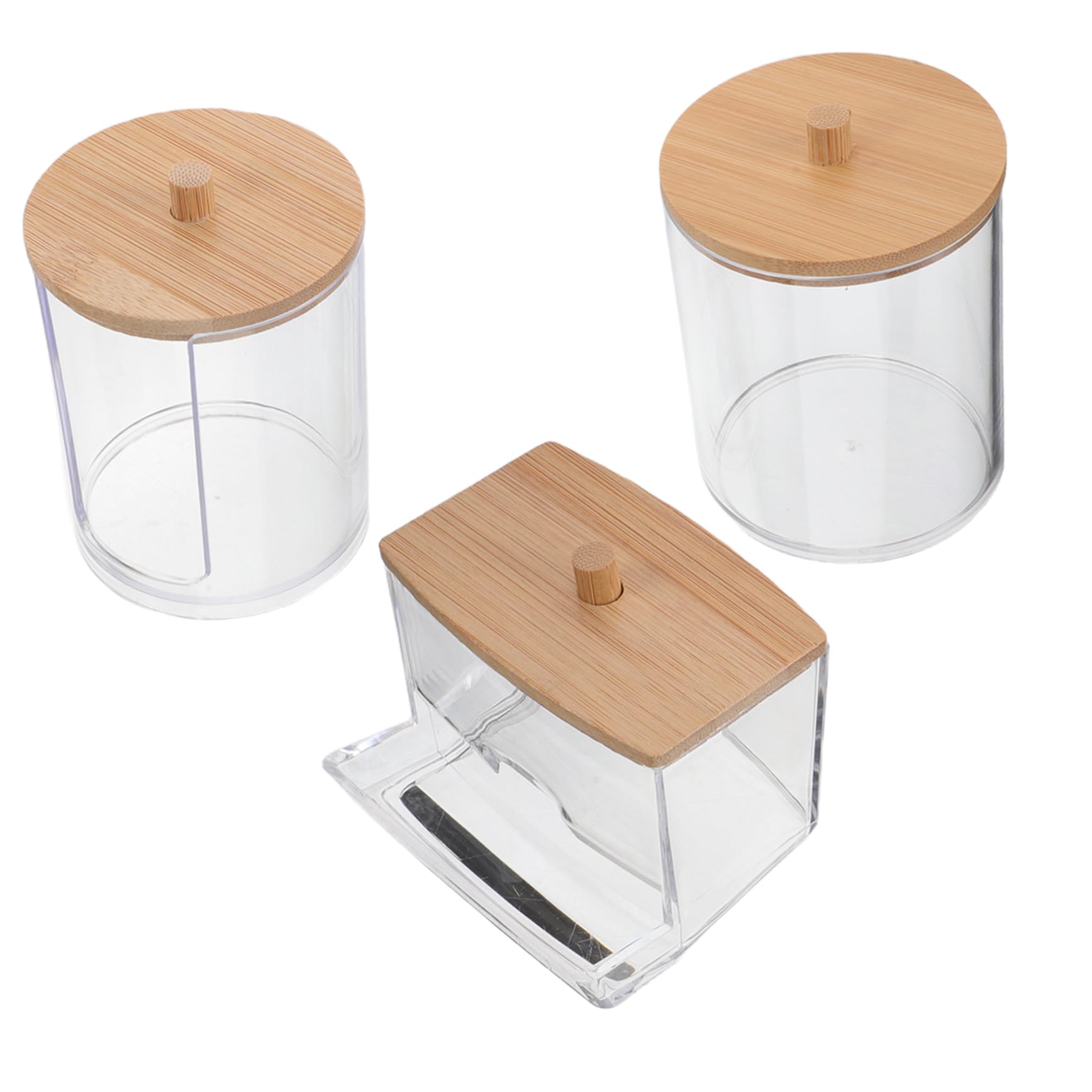minkissy 3Pcs Clear Plastic Cotton Swab Holder with Lid Small Square Transparent Container for Cotton Balls Pads and Swabs Ventilated Design to Keep Dry Makeup Vanity Organizer for Bathroom Storage