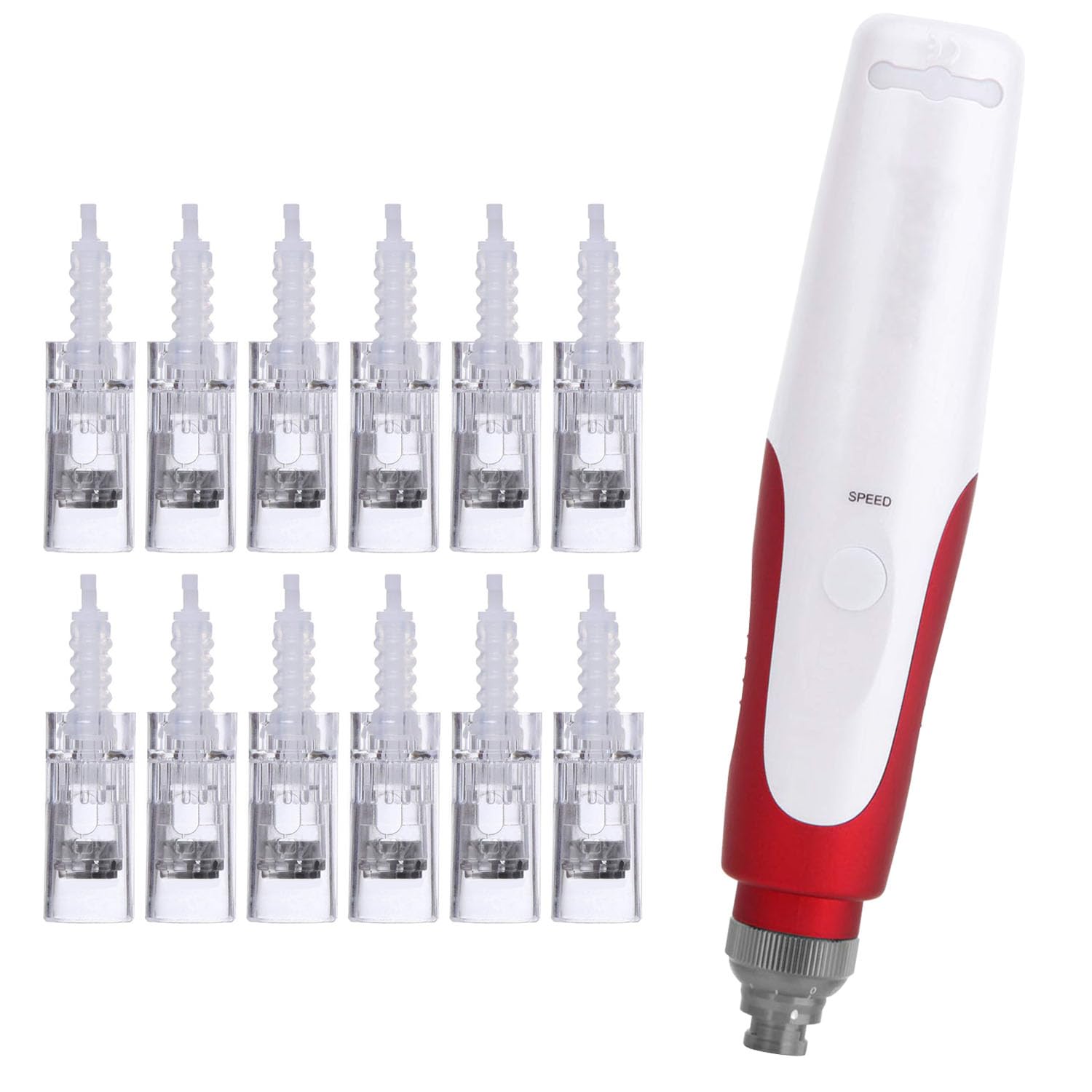 Microneedling Derma Roller Pen with 12pcs Cartridges At Home - PIPM Official Imagery - 1