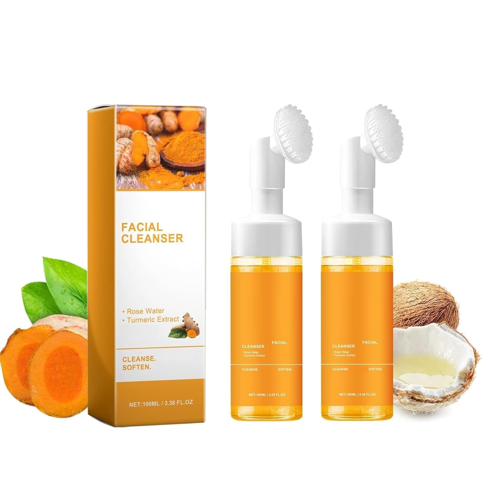 2 Pcs Turmeric Facial Cleanser, Nourish Skin Deep Cleansing - Product Imagery
