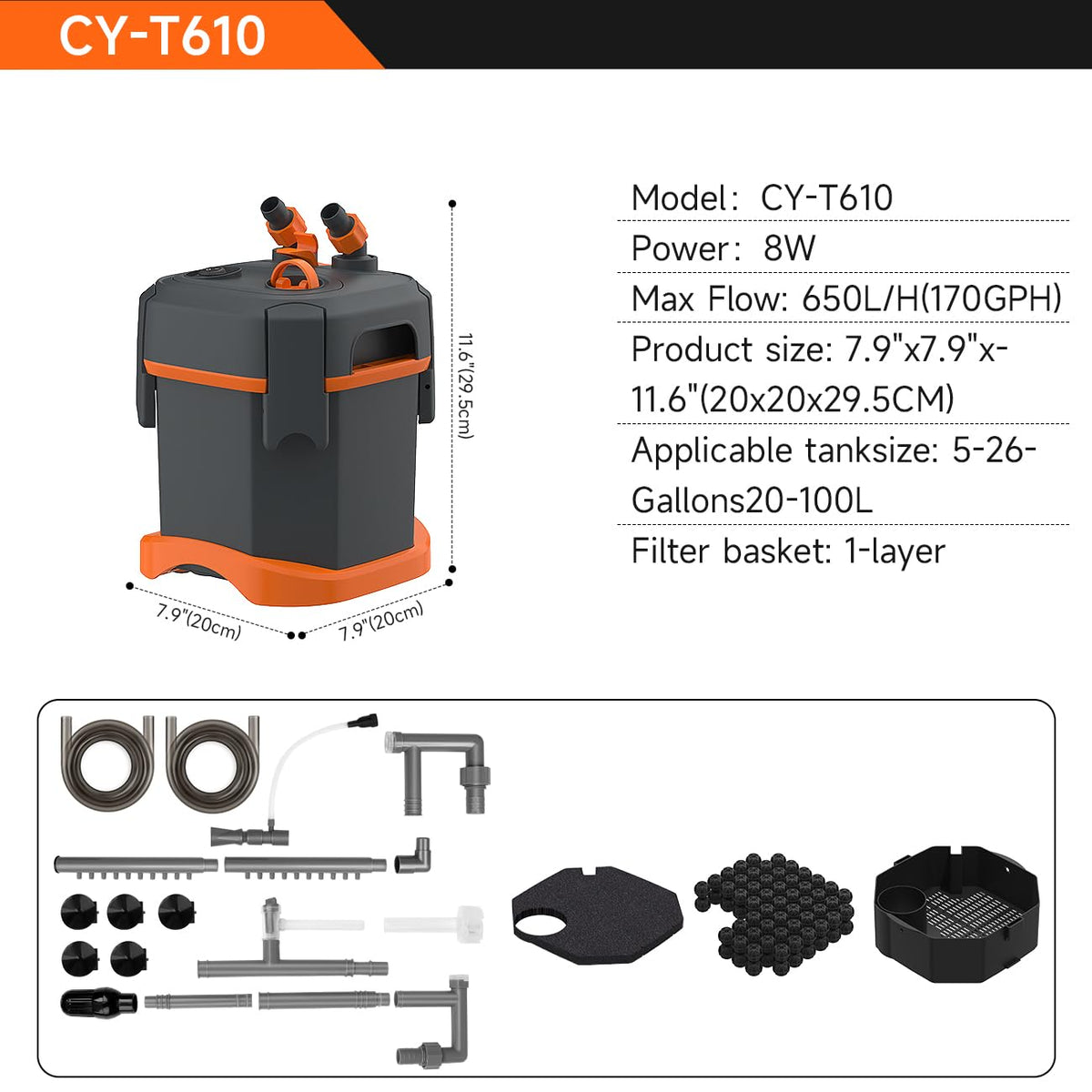External Canister Filter Ultra Quiet Aquarium Water - Ceveyu Official Imagery - 6