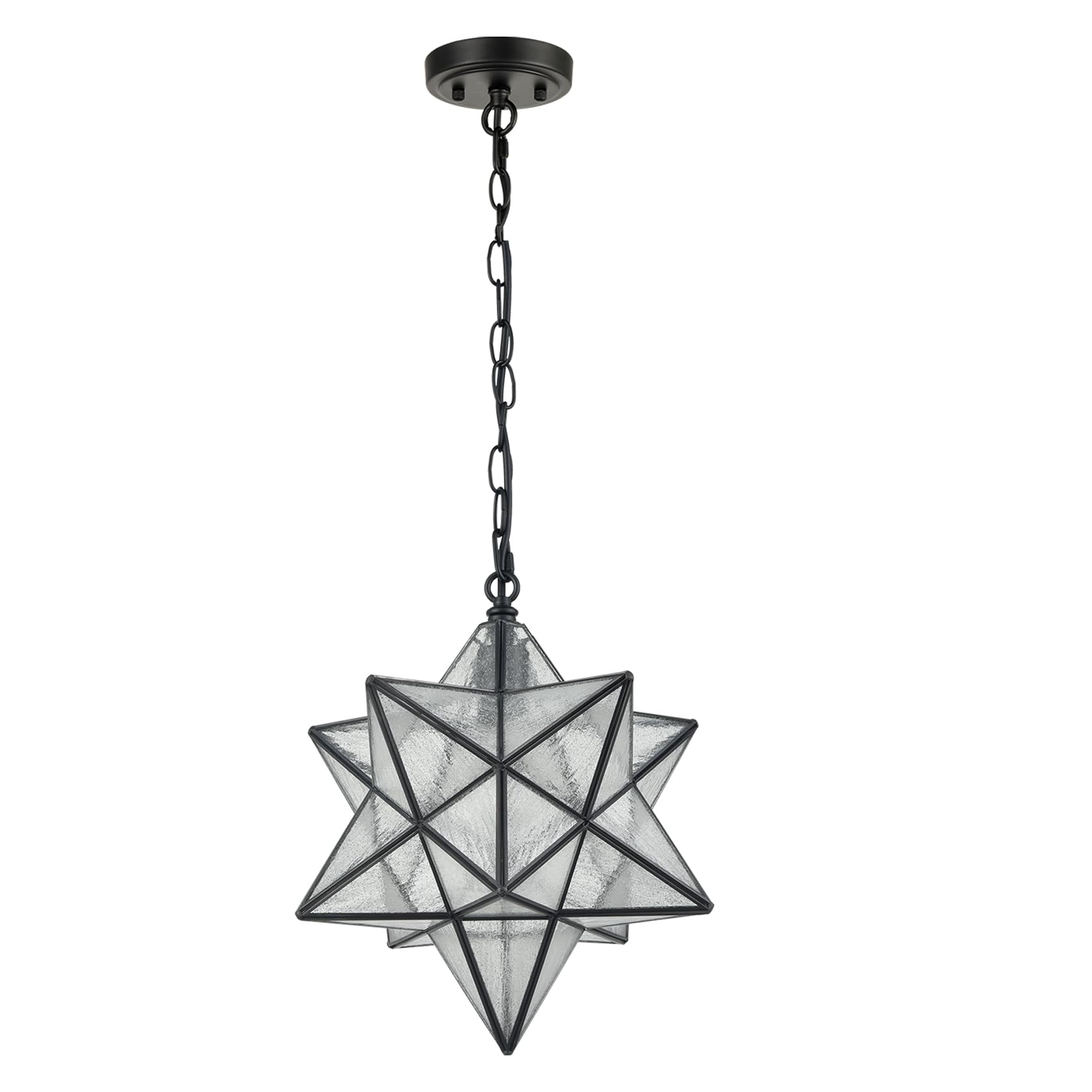 CLAXY 14" Moravian Star Pendant Light Seeded Glass Star Lights - View 2