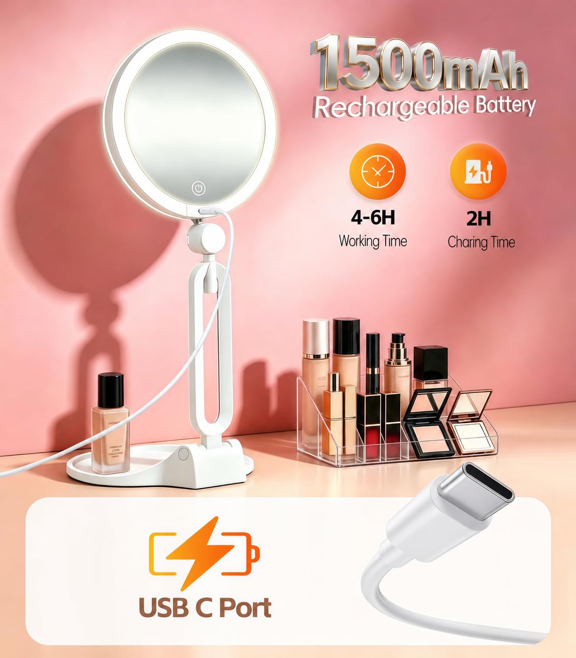 Travel Makeup Mirror with Lights 2026 New 1X 30X - AOLERAY Official Imagery - 8