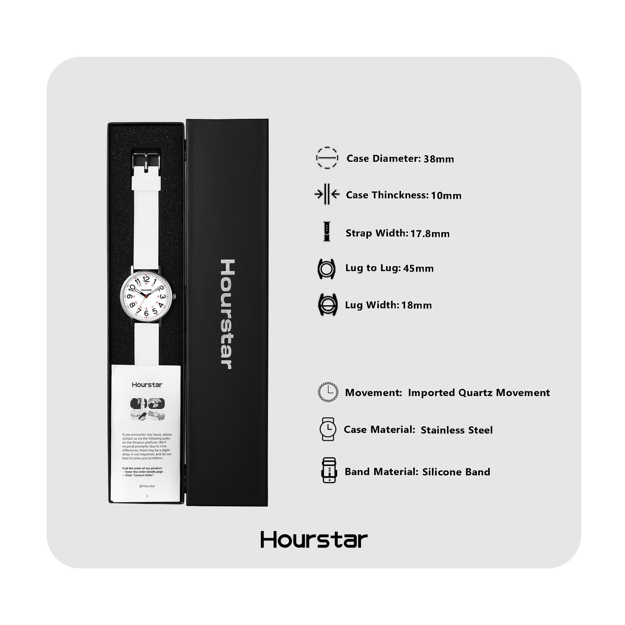 Hourstar Women's Analog Nurse Watch | Second Hand | Easy Read | Silico - View 5