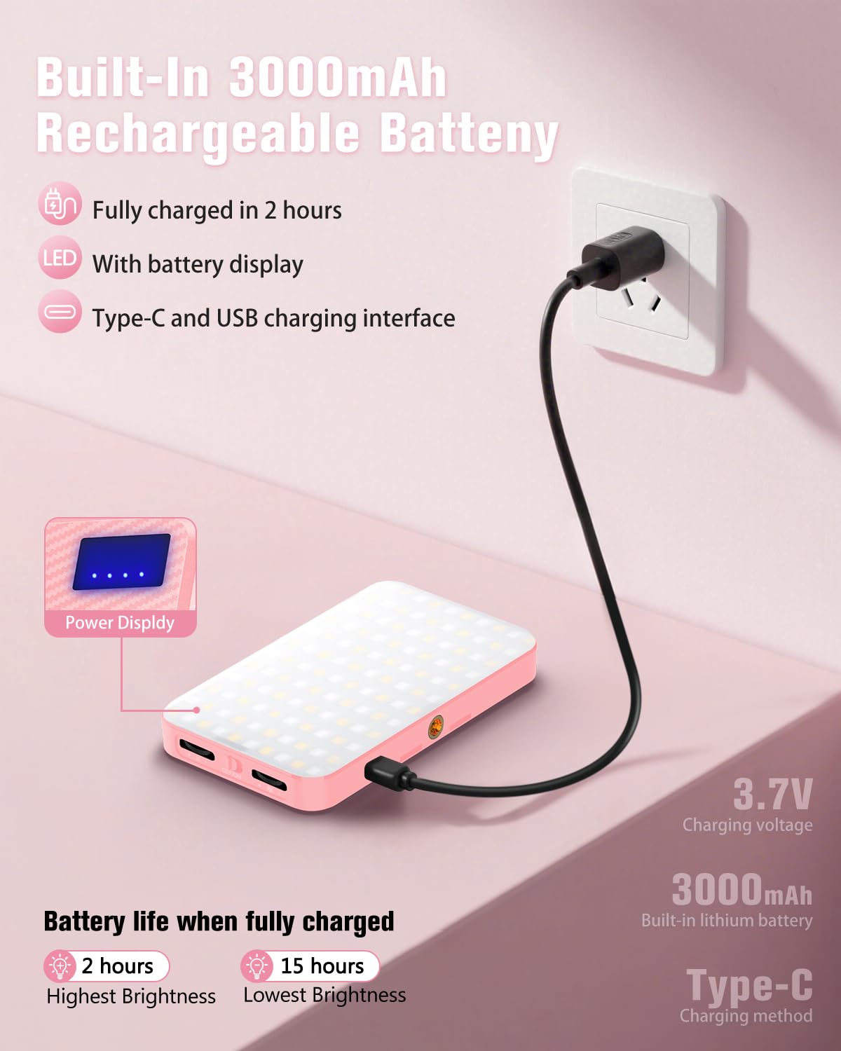 168 LED Selfie Light for iPhone Phone Light 3000mah - Auriani Official Imagery - 5