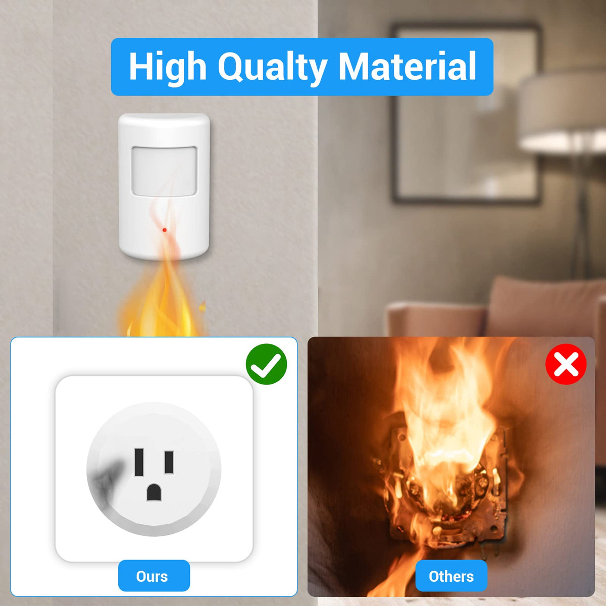 SEHOMY 3 Pack Motion Sensor Switch for Bathroom with Plug - SEHOMY Official Imagery - 6