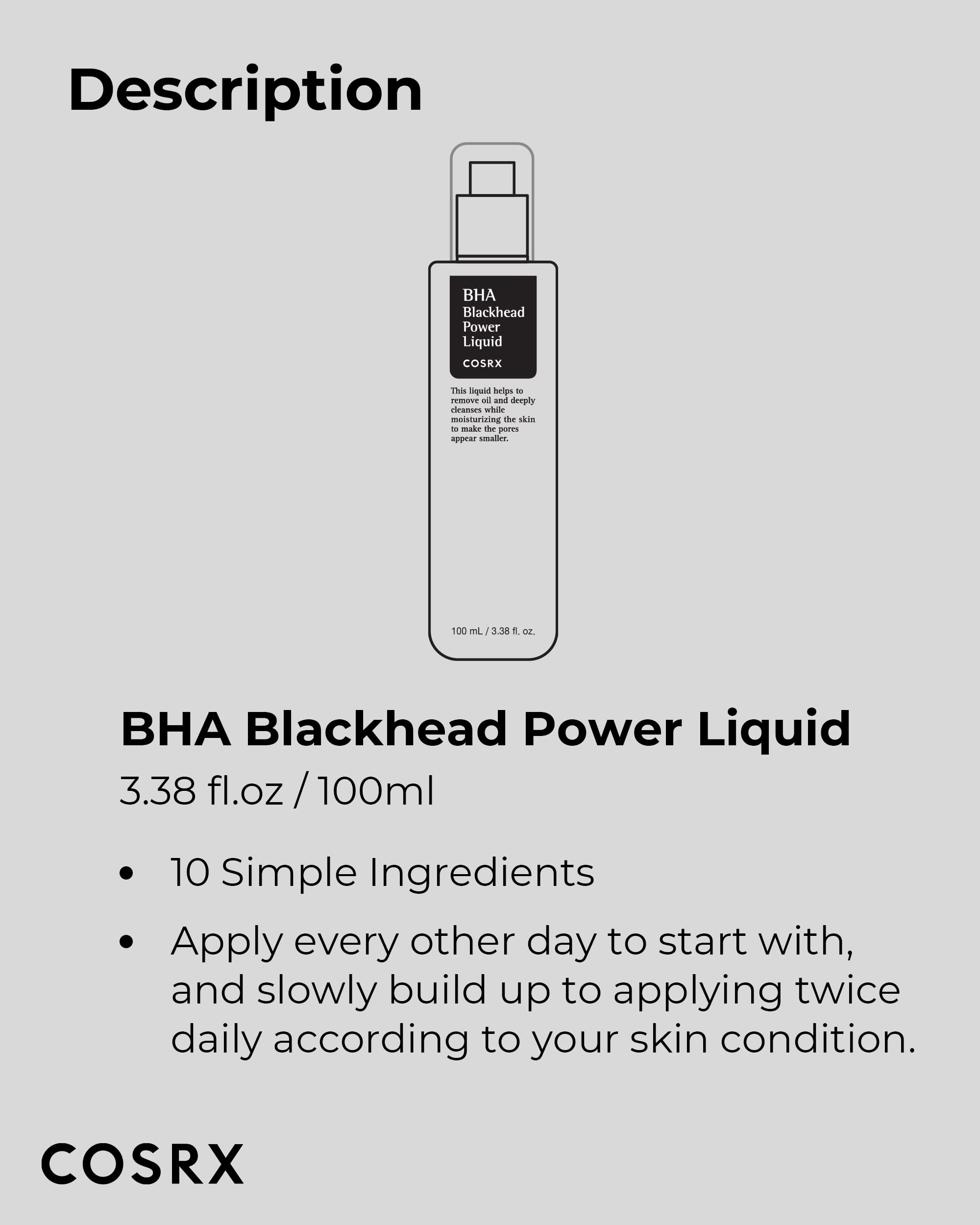 COSRX Niacinamide 2% + BHA 4% Blackhead Exfoliant Korean Toner, - COSRX