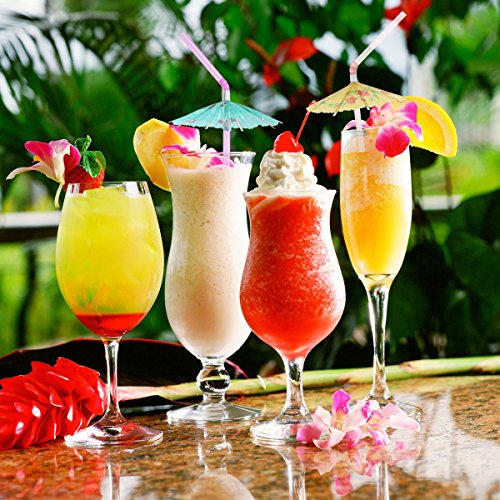 ALINK 50 Umbrella Parasol Drinking Straws, Hawaiian Beach - Product Imagery