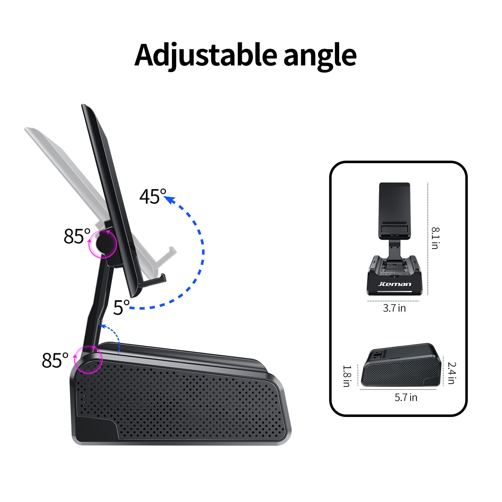 JTEMAN Cell Phone Stand with Bluetooth Speaker,Birthday Gifts for - JTEMAN Official Product View 6