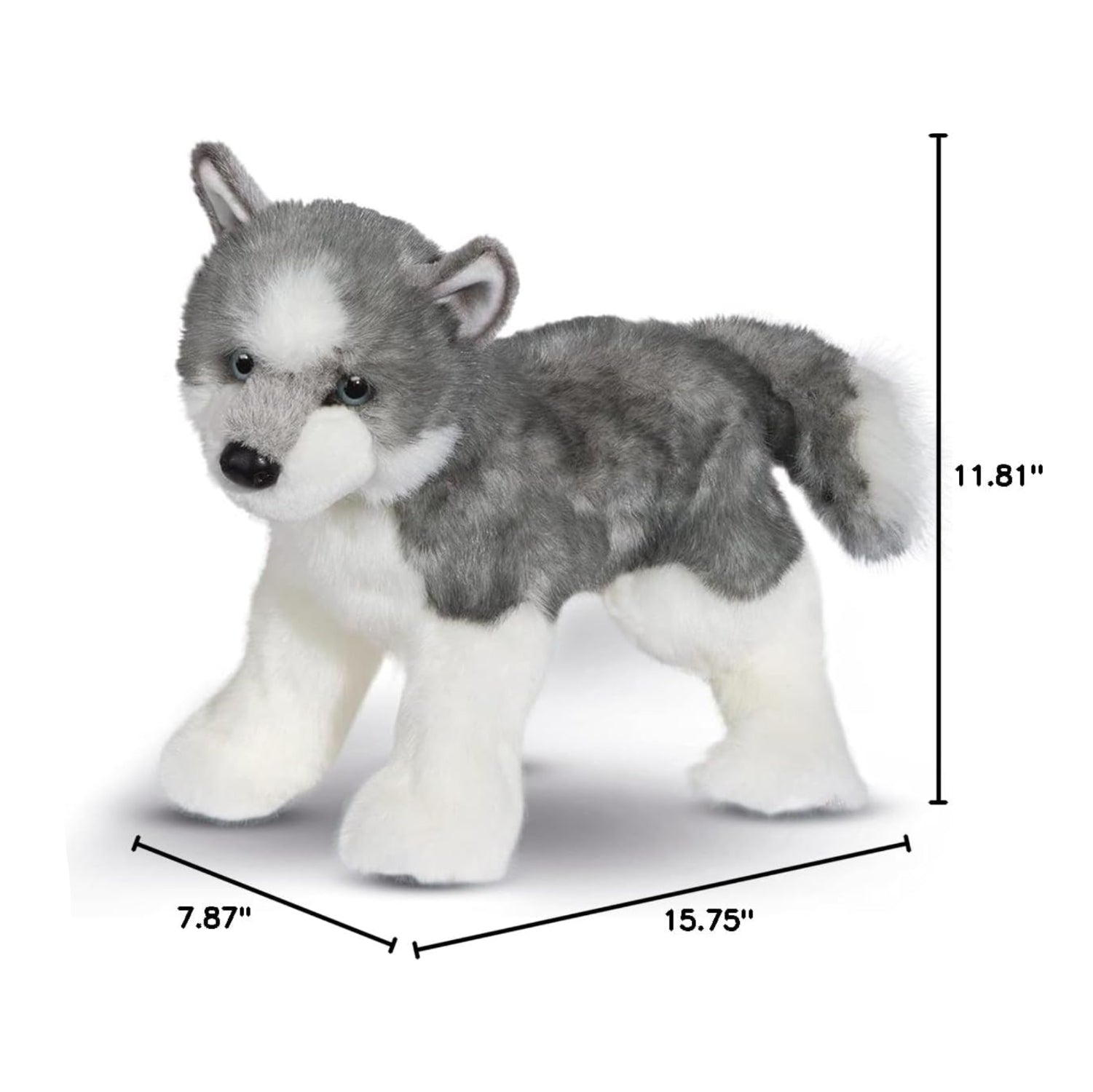 Soft plush Douglas Sasha Husky dog stuffed animal with realistic fur and friendly expression, perfect for hugging and cuddling.