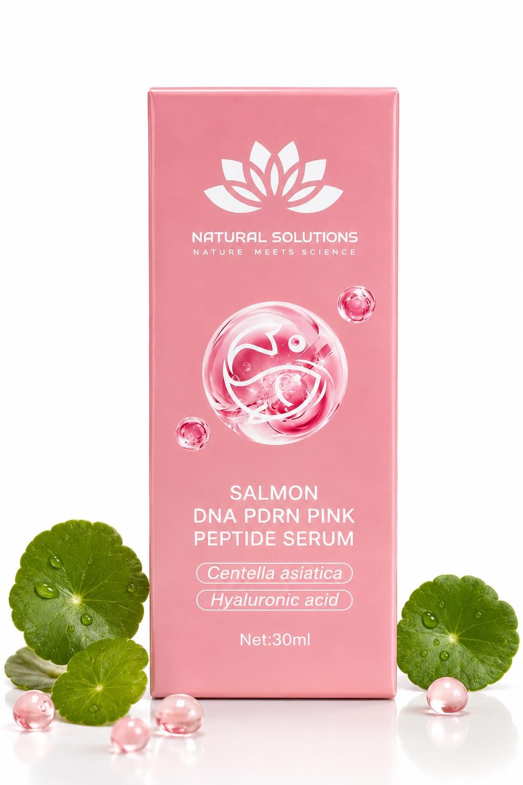 Korean Salmon DNA PDRN Pink Serum, Hyaluronic Acid, Peptides, - Natural Solutions Nature Meets Science