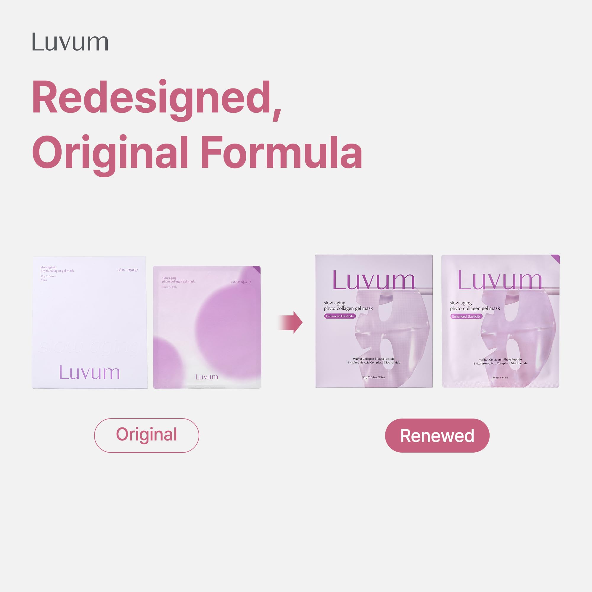LUVUM Slow Aging Phyto Collagen Gel Mask, Collagen, Overnight Hydrogel Mask, 4+1 Pack - LUVUM Official Product View 3
