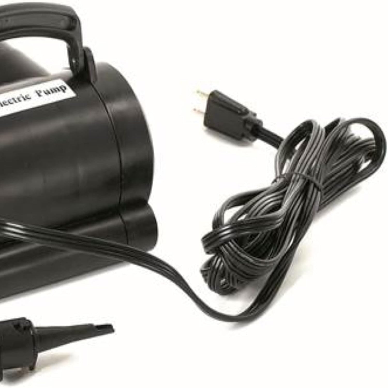 Swimline electric pump for inflatables with digital controls, compact design, and multiple nozzle options for easy inflation.