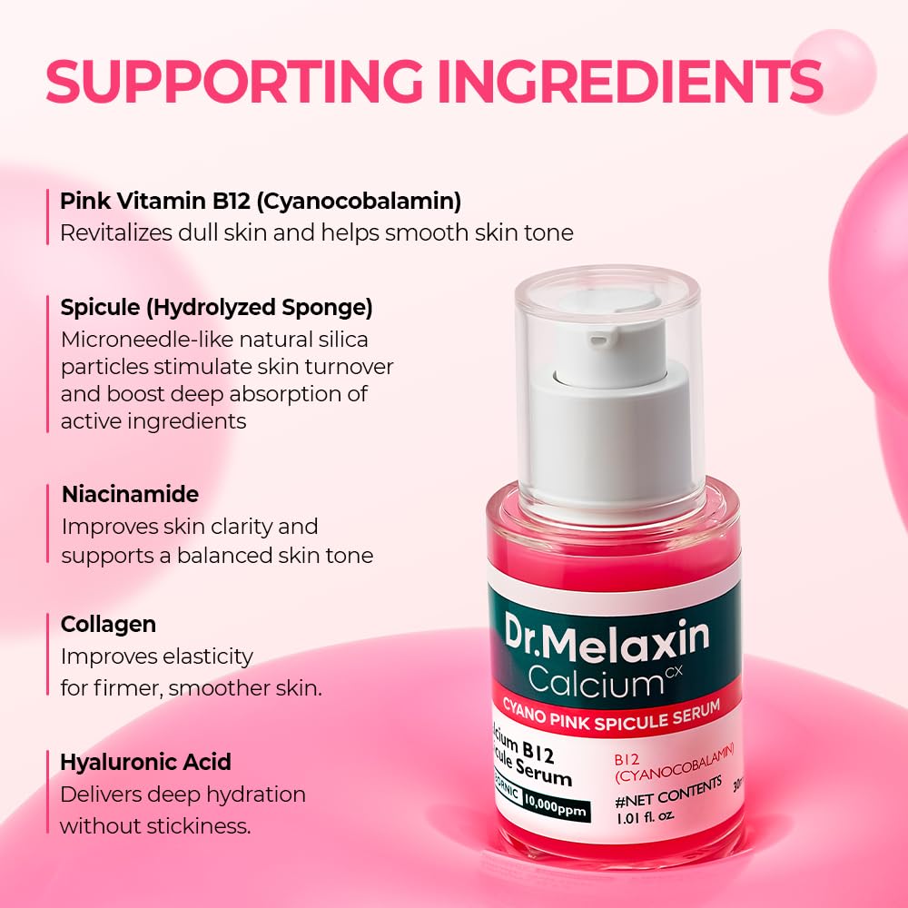 Dr.Melaxin Cyano Pink Spicule Serum with Vitamin B12, Liquid - Dr.Melaxin