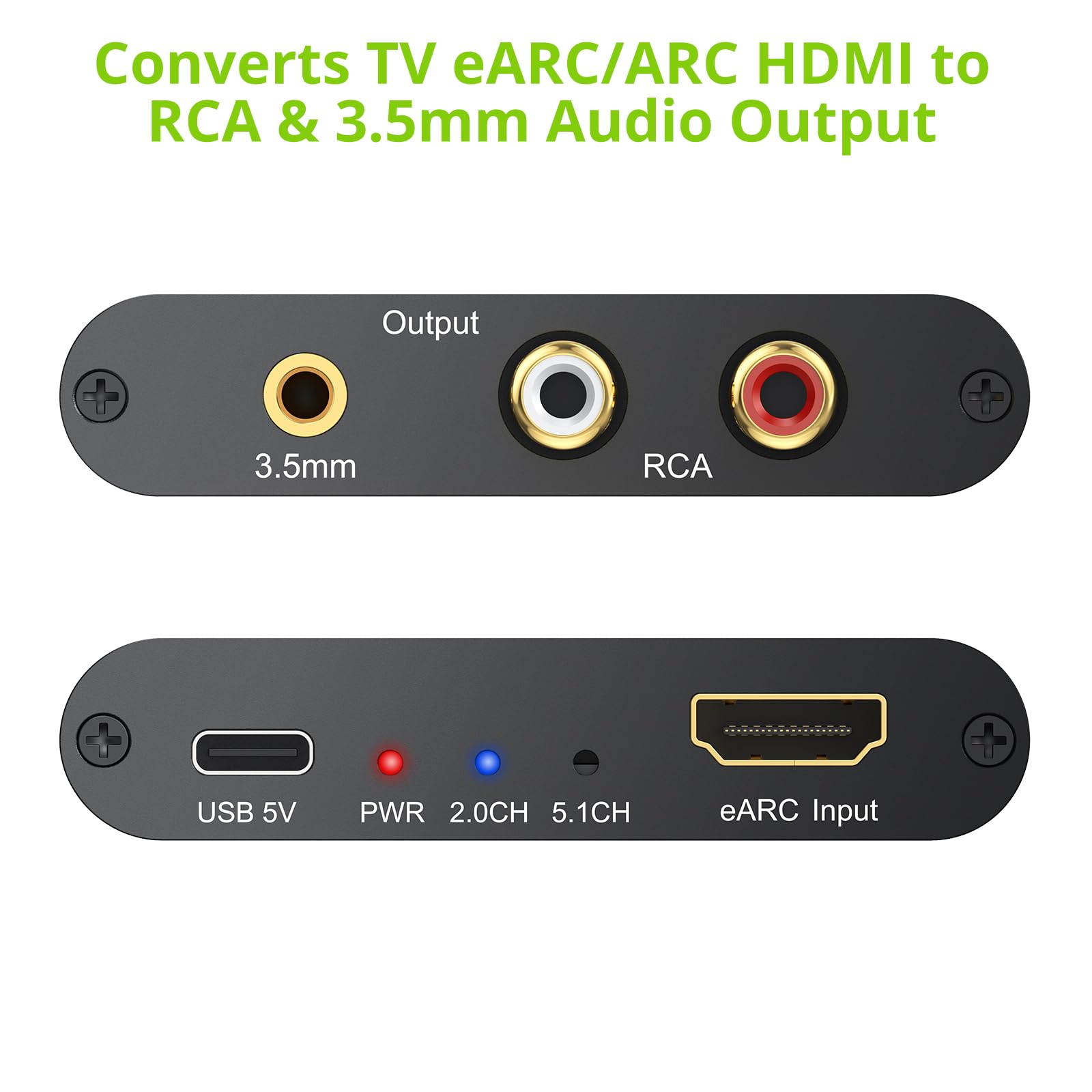 LiNKFOR 192KHz HDMI eARC/ARC Audio Extractor, HDMI to RCA & 3.5mm by LiNKFOR - Angle View 3