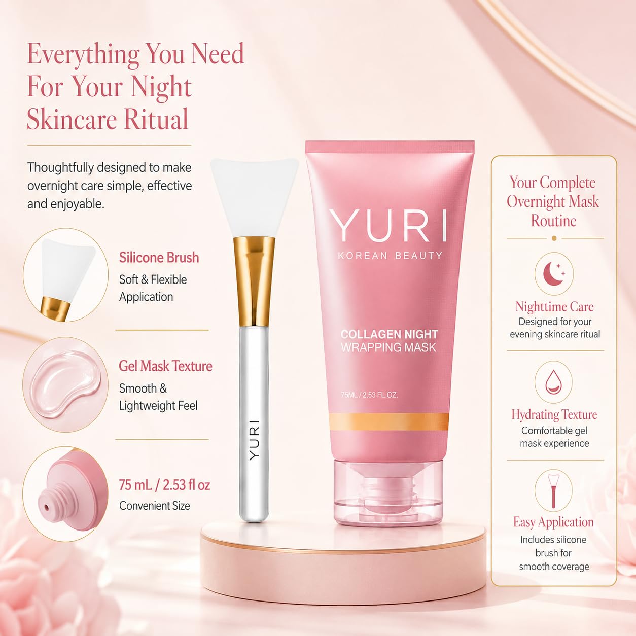 YURI Collagen Night Wrapping Mask, Overnight Peel-Off Face Mask, - YURI Collagen Mask