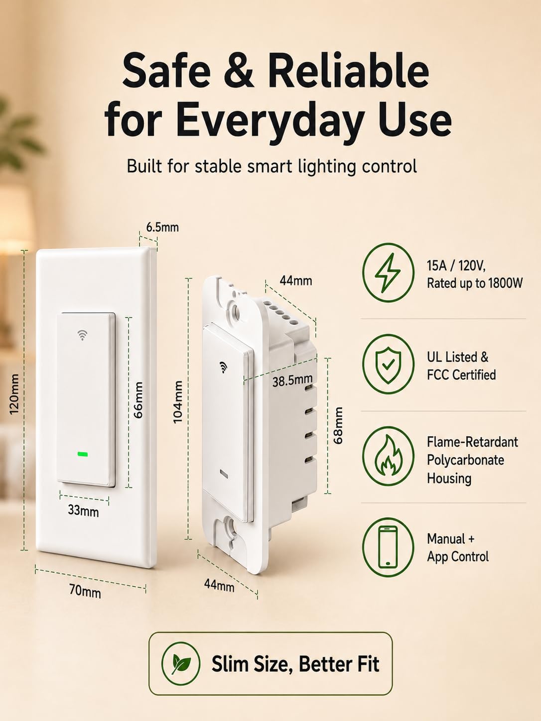 GHome Smart Switches for Lights, Single Pole WiFi, Works with Ale - GHome Smart Official Product View 8