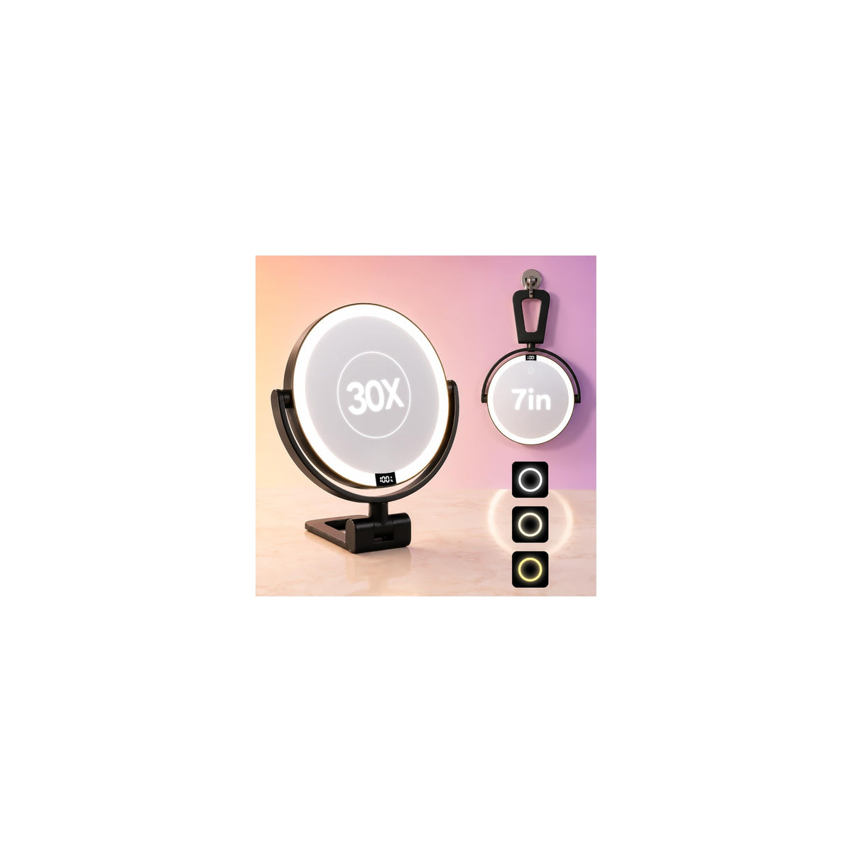 1X 30X Makeup Mirror with Lights Magnifying Mirror - ELYYSORA Official Imagery - 1