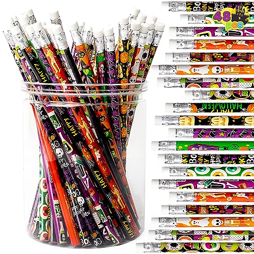 JOYIN 48PCS Halloween Pencils Bulk with Eraser, Colorful Fall - Product Imagery