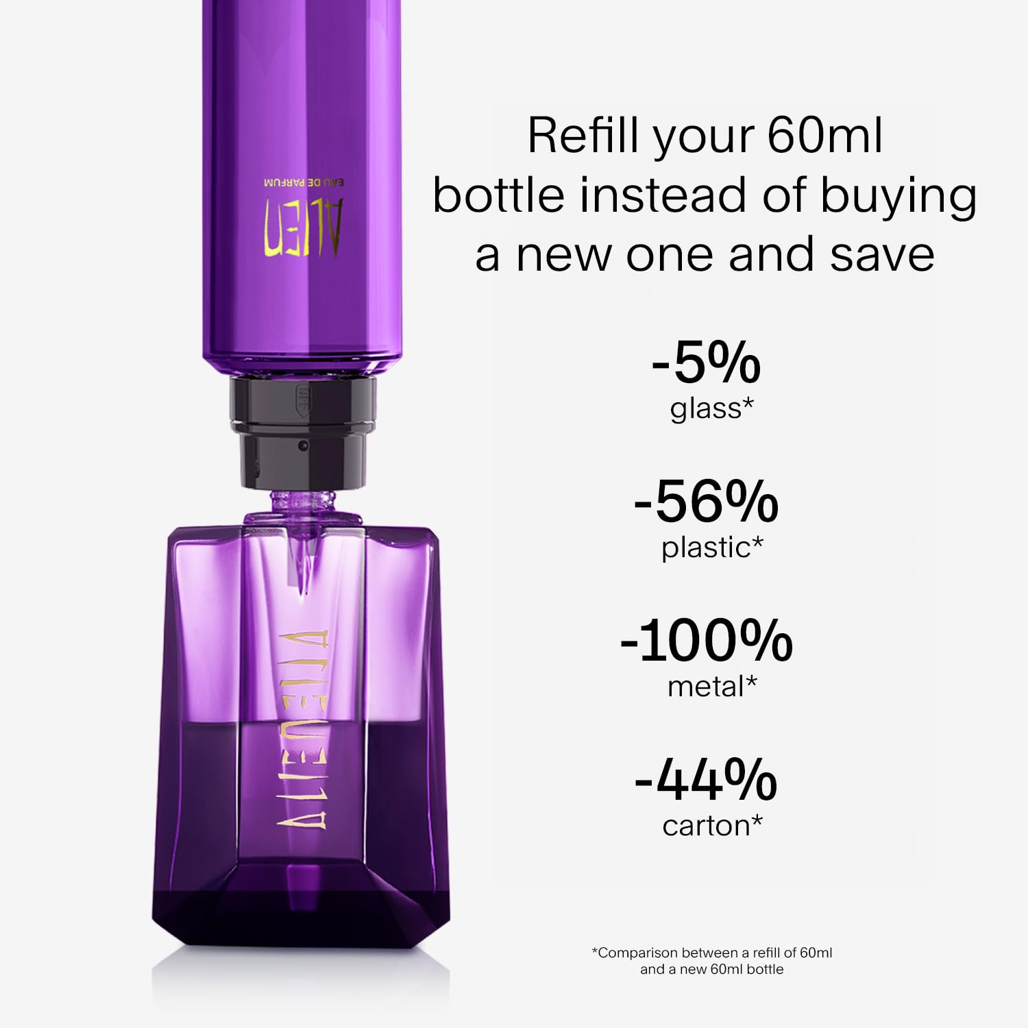 MUGLER Alien women's perfume bottle with floral and woody scent, featuring an elegant, sleek design.