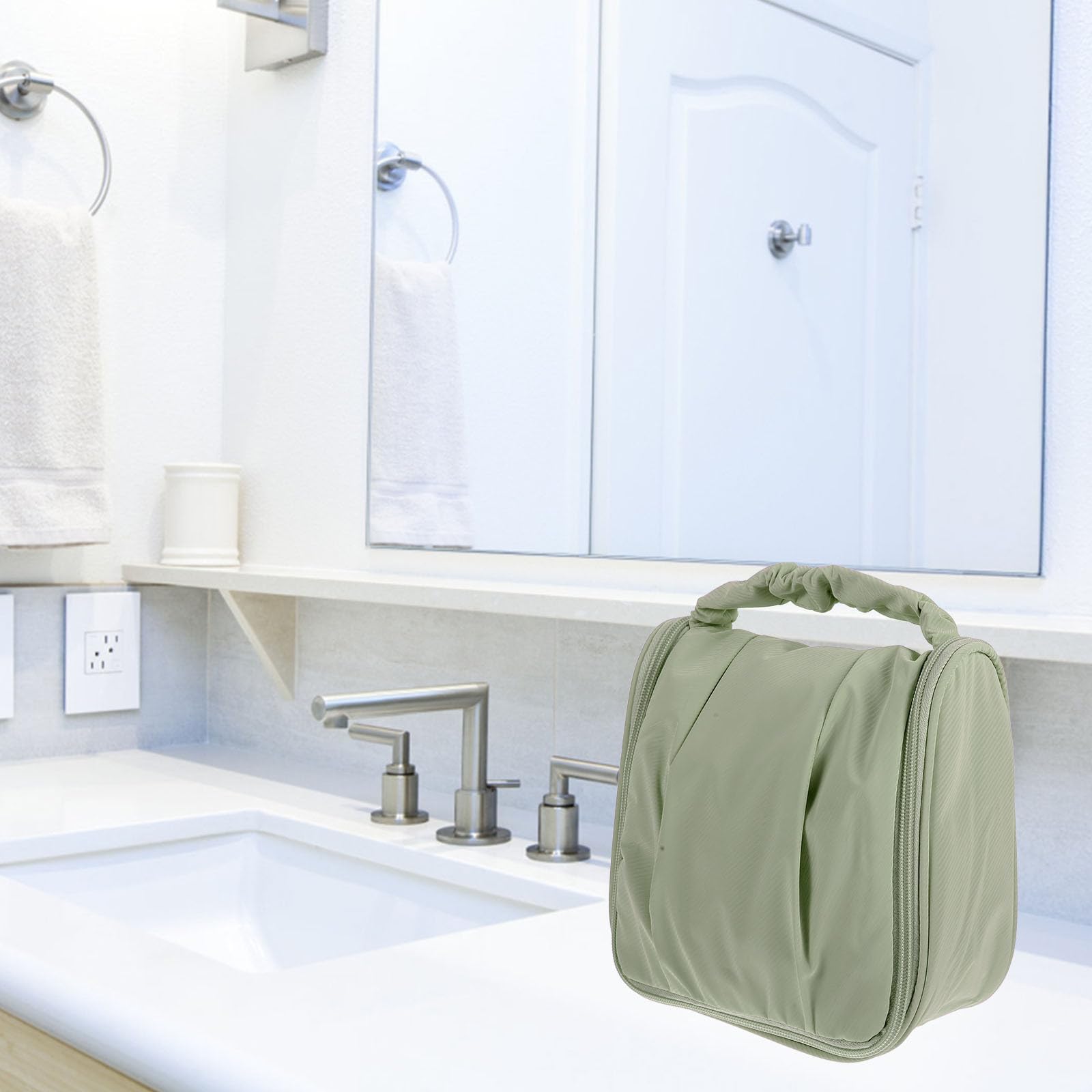 Healeved large waterproof travel makeup bag with dry and wet separation compartments, ideal for cosmetics and toiletries.