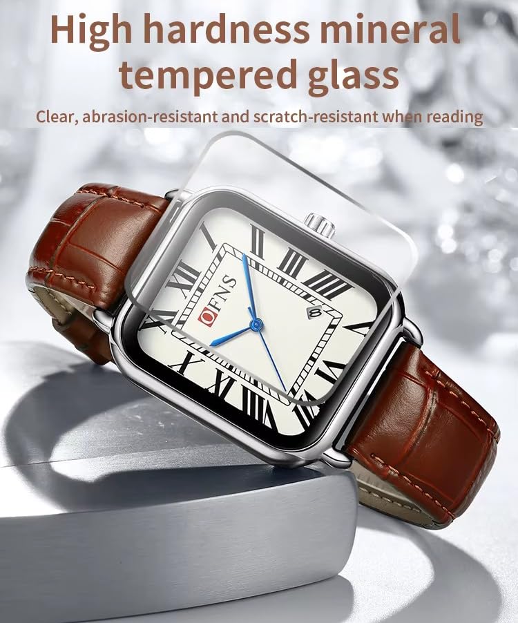 Men Women Retro Square Quartz Watch Business Casual Roman - Product Imagery