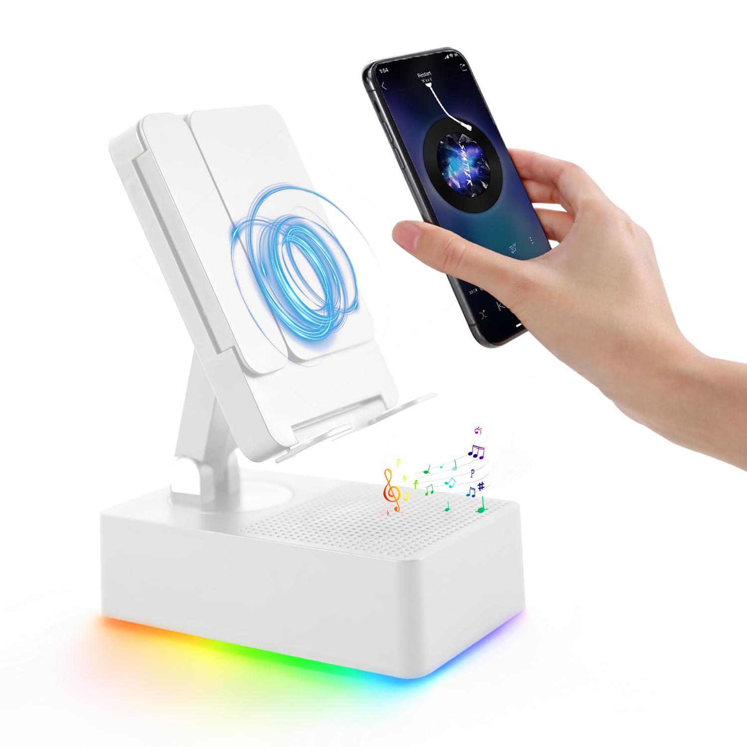 Wireless Induction Bluetooth Speaker, 5-in-1 Foldable Phone - Product Imagery