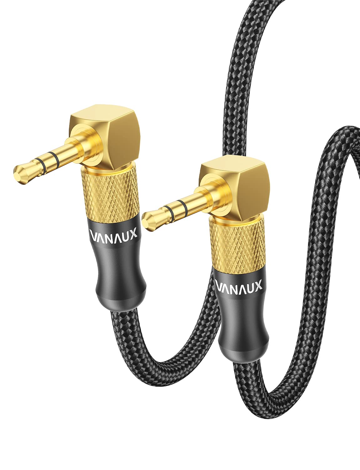 VANAUX 90 Degree Right Angle Aux Cable Male to Male 3.5mm Audio C by VANAUX - Angle View 2