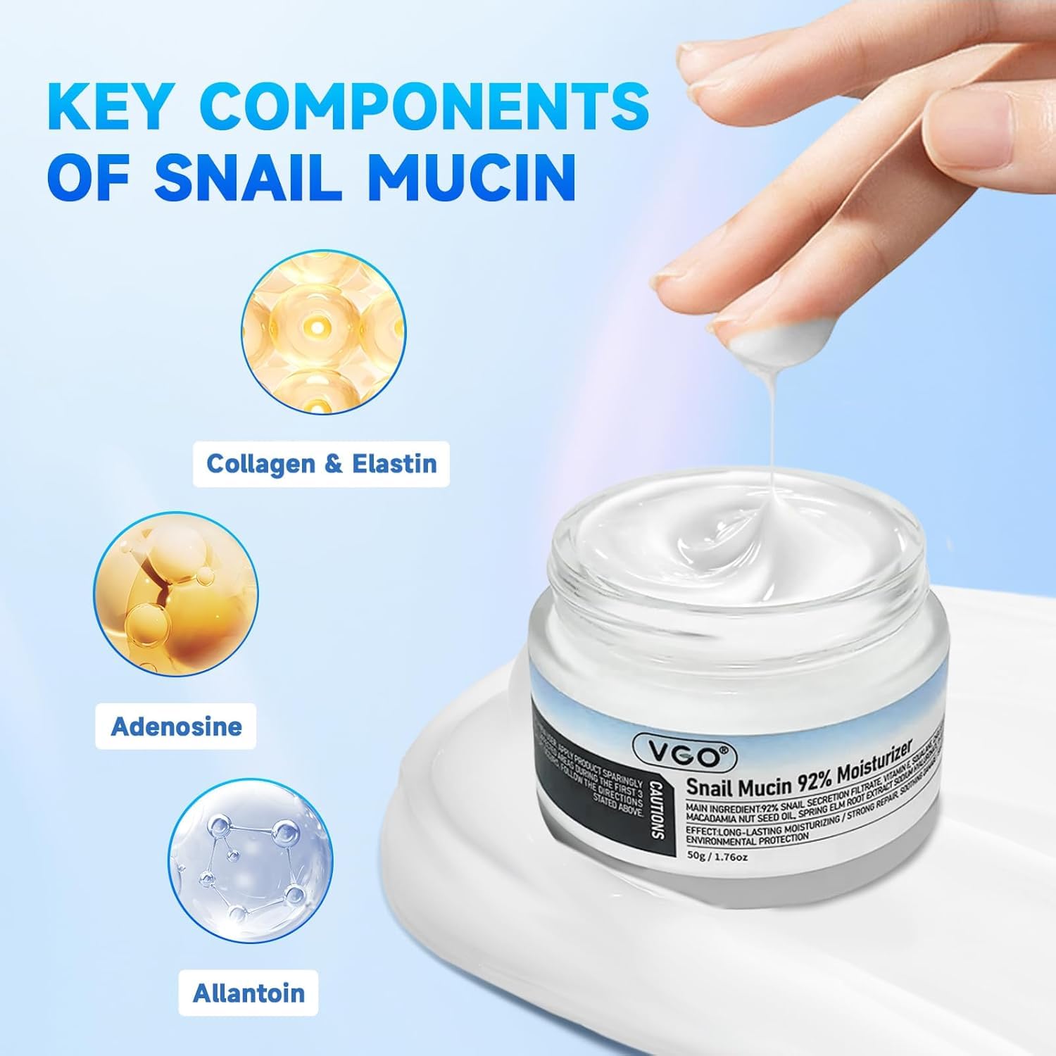 VGO Skin Care Set with Snail Mucin 92 Moisturizer 1 76 Oz - VGO Official Imagery - 5