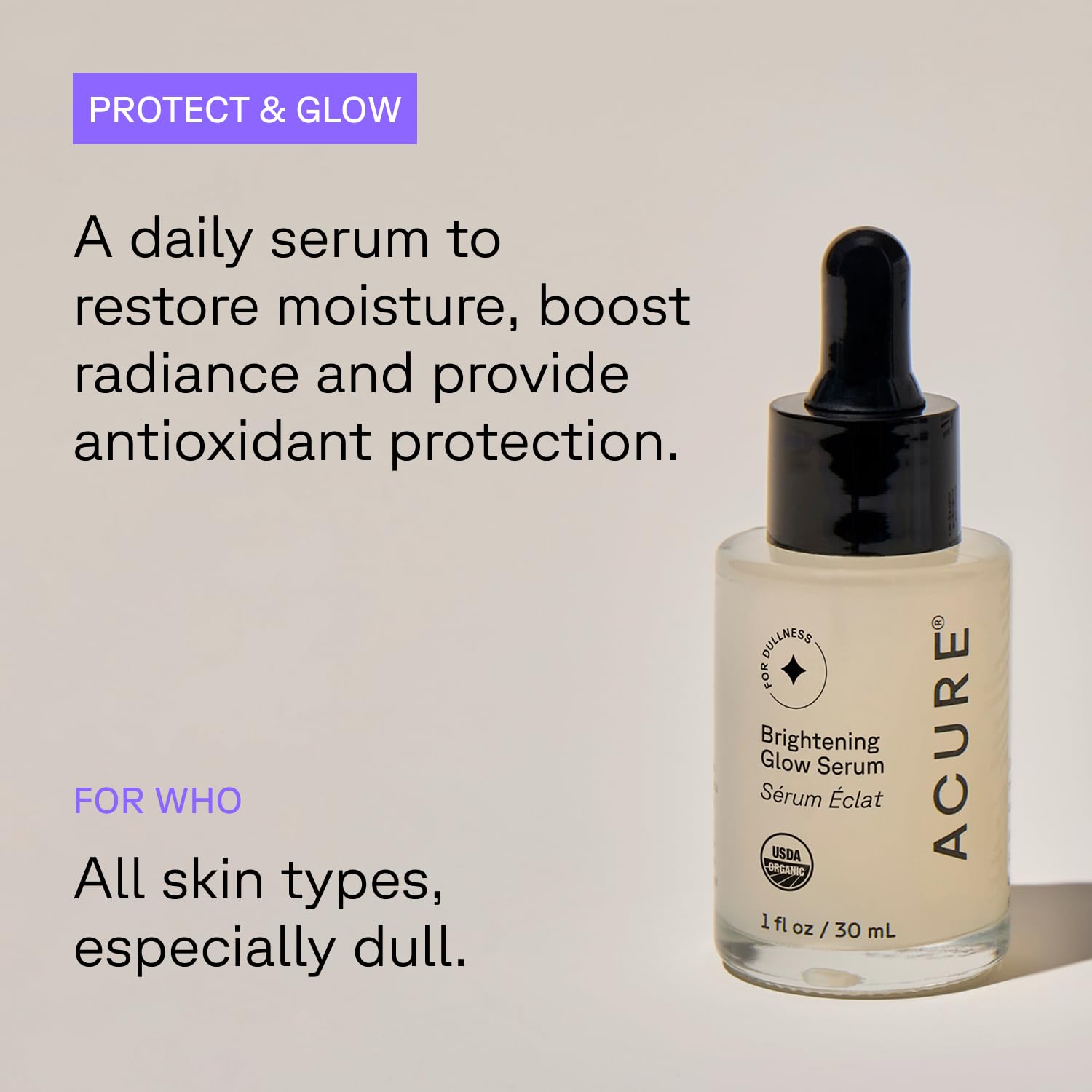 Acure Brightening Glow Serum - Anti Aging Face Serum 1 fl oz - Acure Official Product View 4