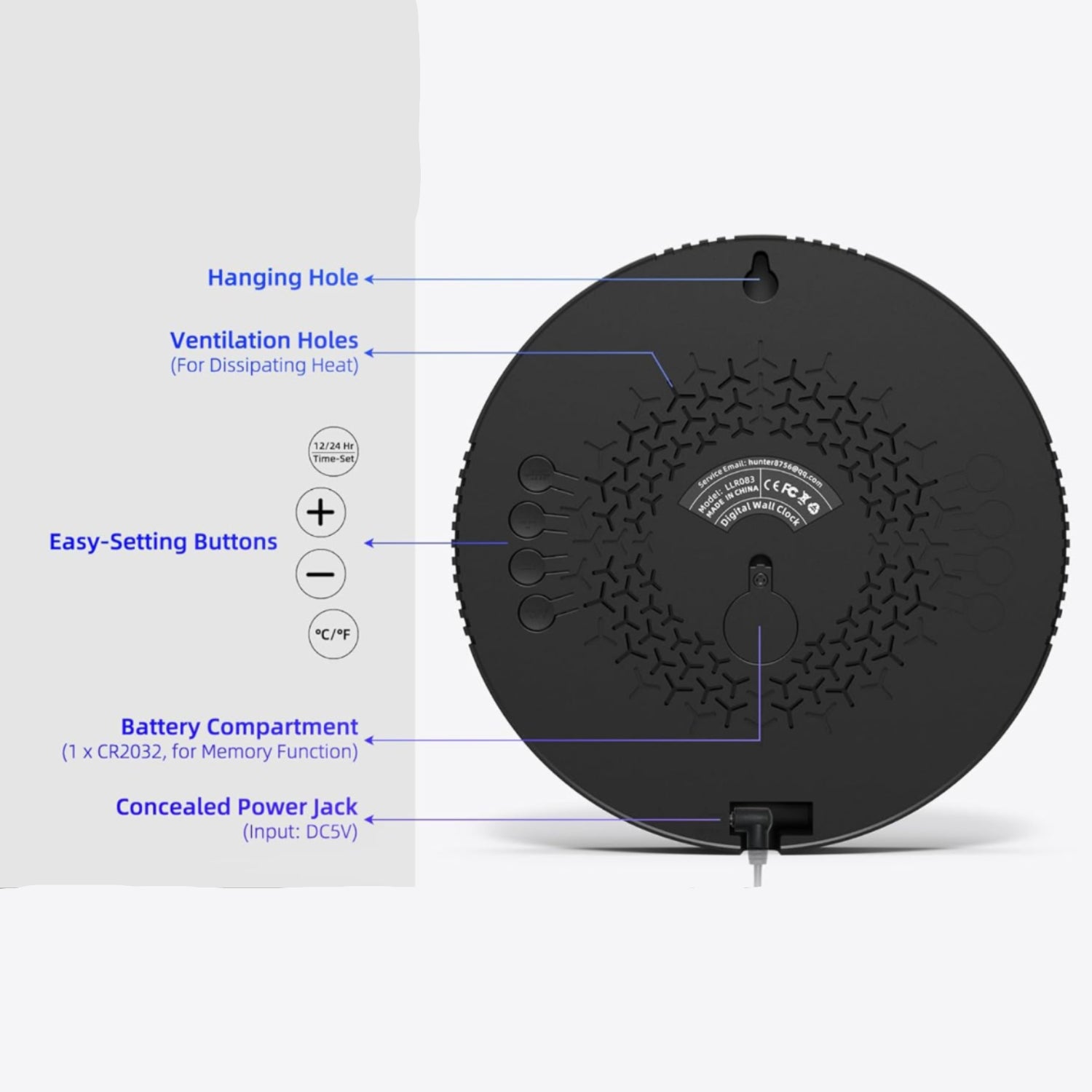 XUANZIT digital wall clock with large LED display showing time, date, temperature, and auto-brightness feature.