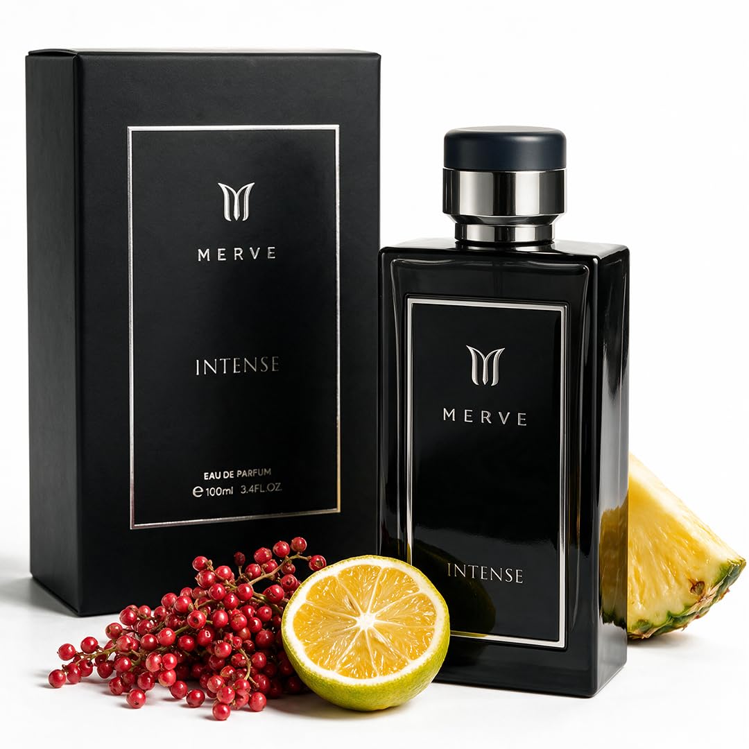 Merve Intense Perfume for Men 3.4 Oz Long Lasting EDP Bergamot - Product Imagery
