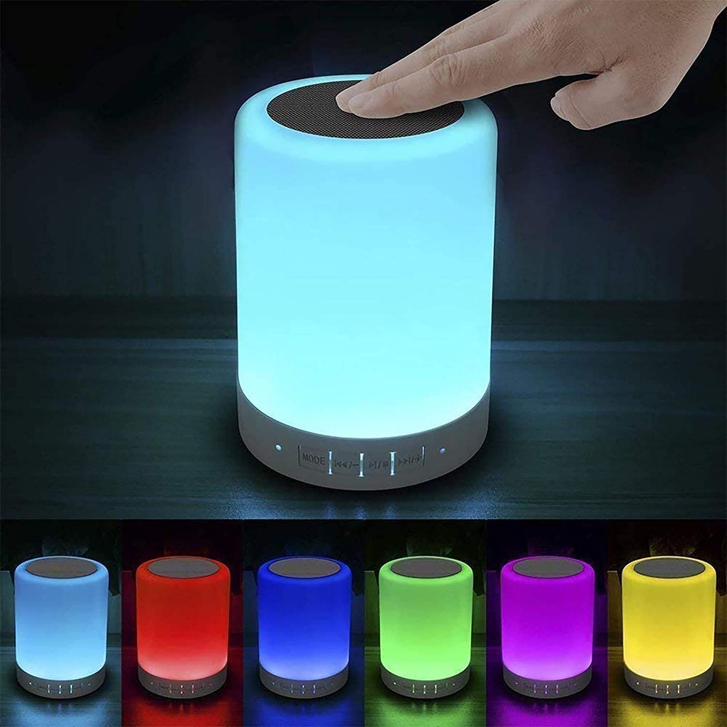 Elecstars Night Light with Bluetooth Speaker, Touch Lamp Rechargeable - View 1