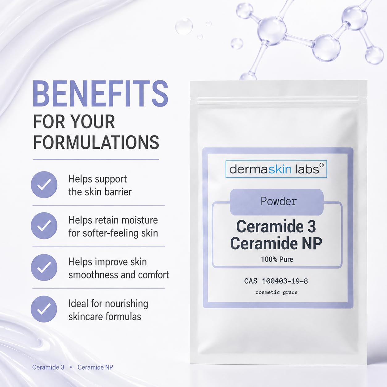 Ceramide 3 Powder Ceramide NP Cosmetic Grade Ceramides Make - Dermaskin Labs Official Imagery - 5