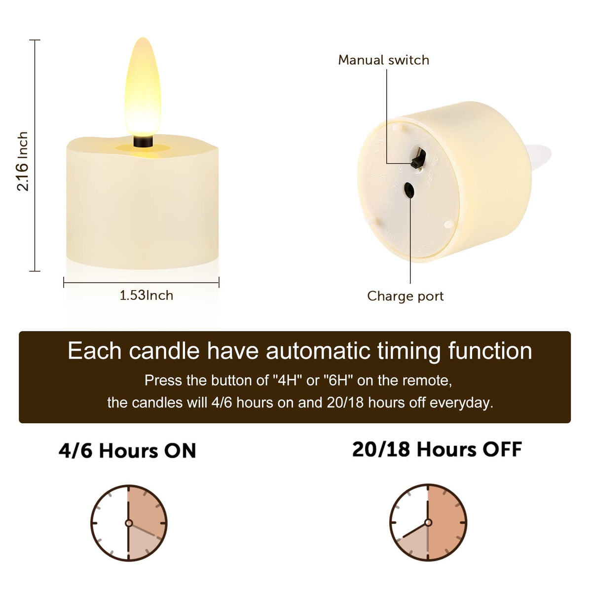 12PCS Rechargeable Flameless Tea Lights Candles for Home - FPOO Official Imagery - 6
