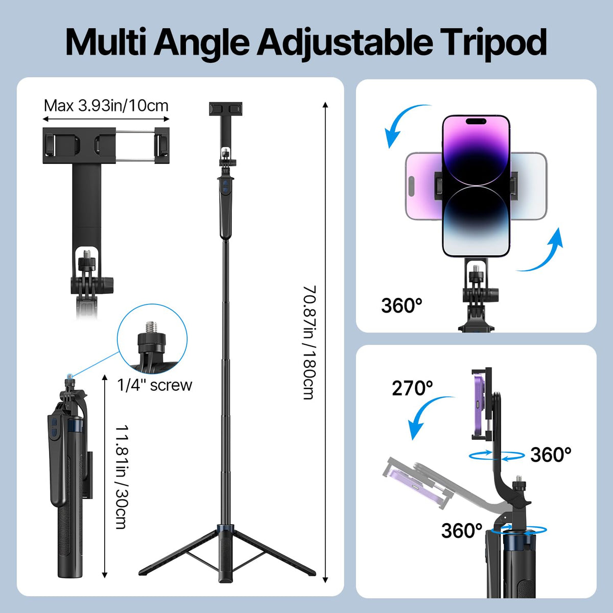 Vlogging Kit for iPhone Android 70 9 Extendable Selfie Stick - yAyusi Official Imagery - 6