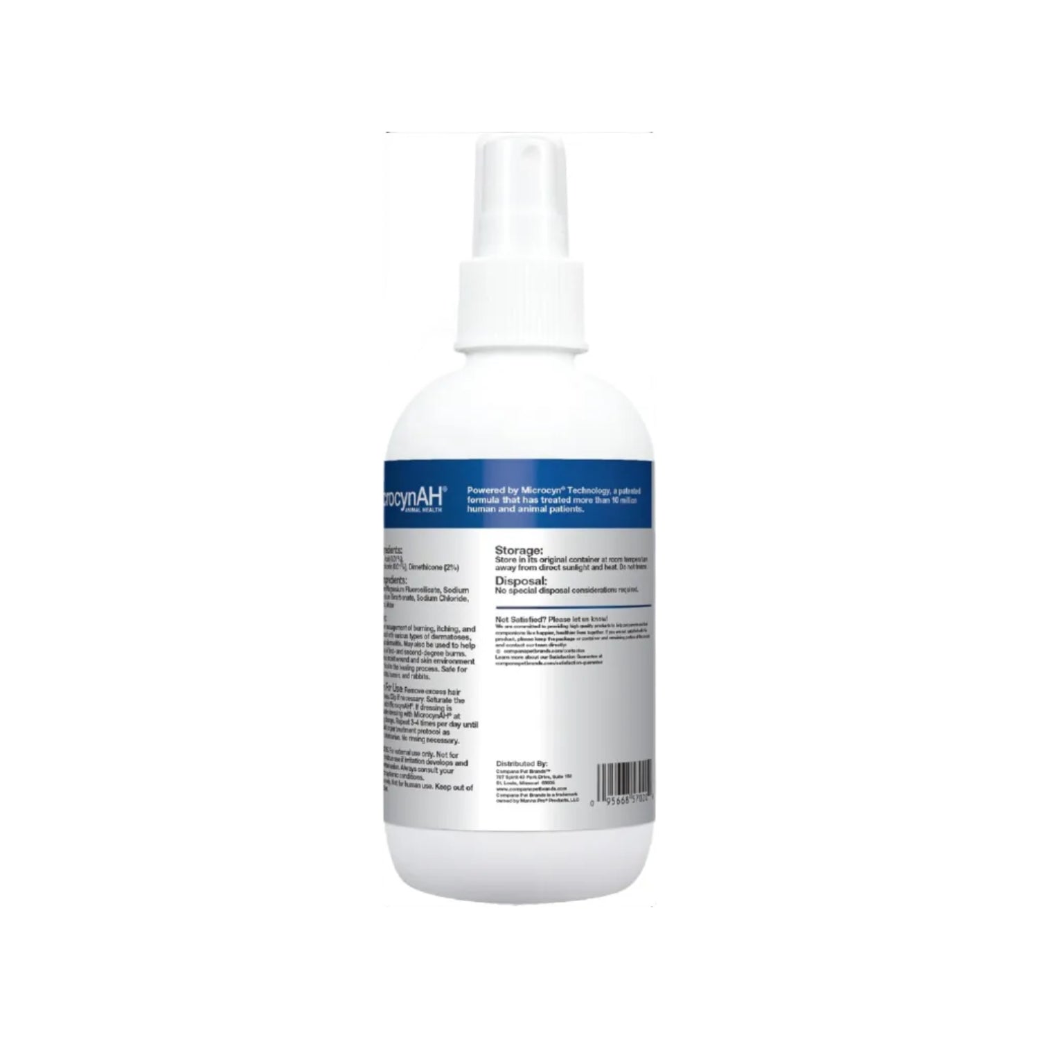 MicrocynAH anti-itch spray gel for horses and rabbits, soothing hydrogel with dimethicone in an 8oz bottle.
