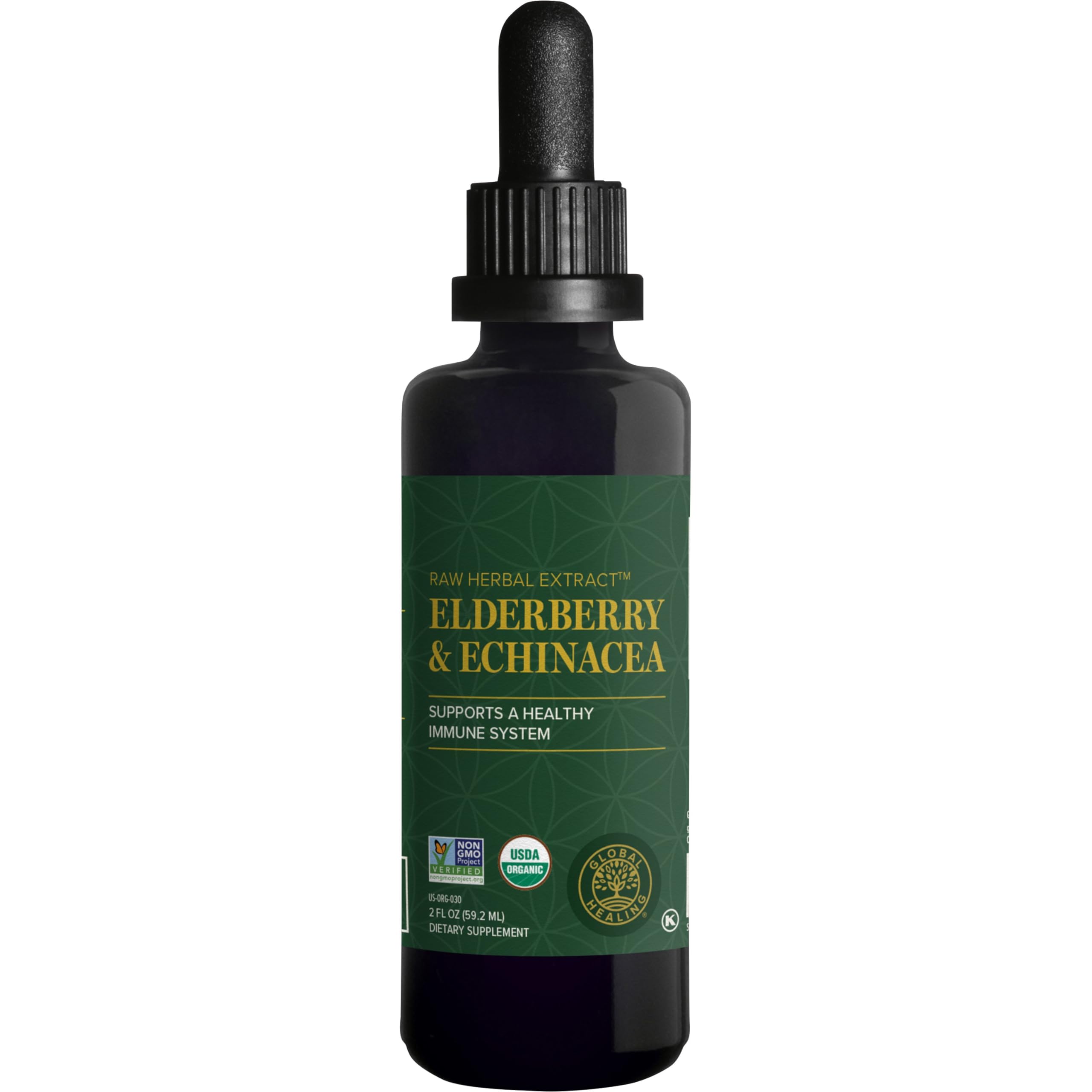 Global Healing USDA Organic Elderberry & Echinacea Liquid - Product Imagery